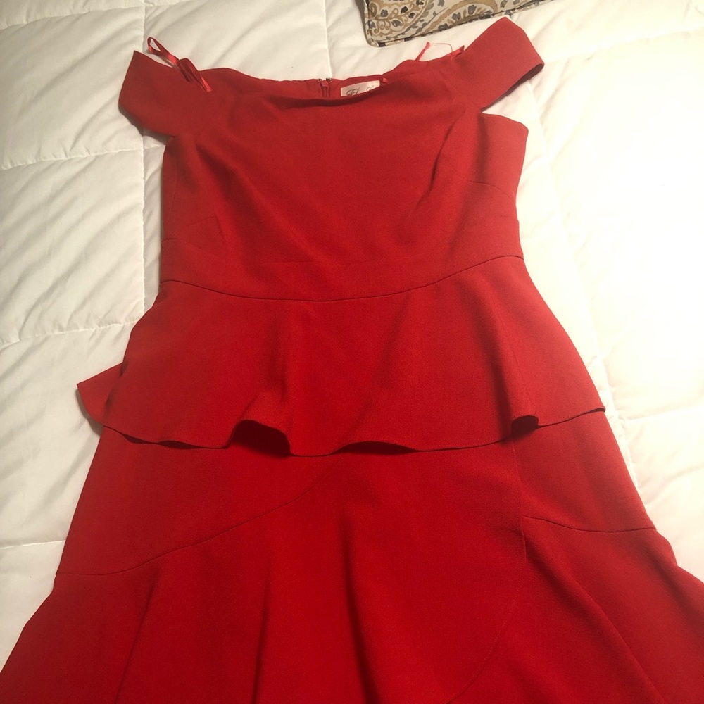 Off the shoulder red dress